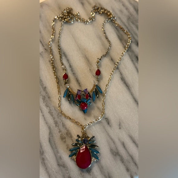 Fashion Jewelry Colorful Double Chain Necklace Aztec Pattern Bohemian Style - Picture 5 of 10